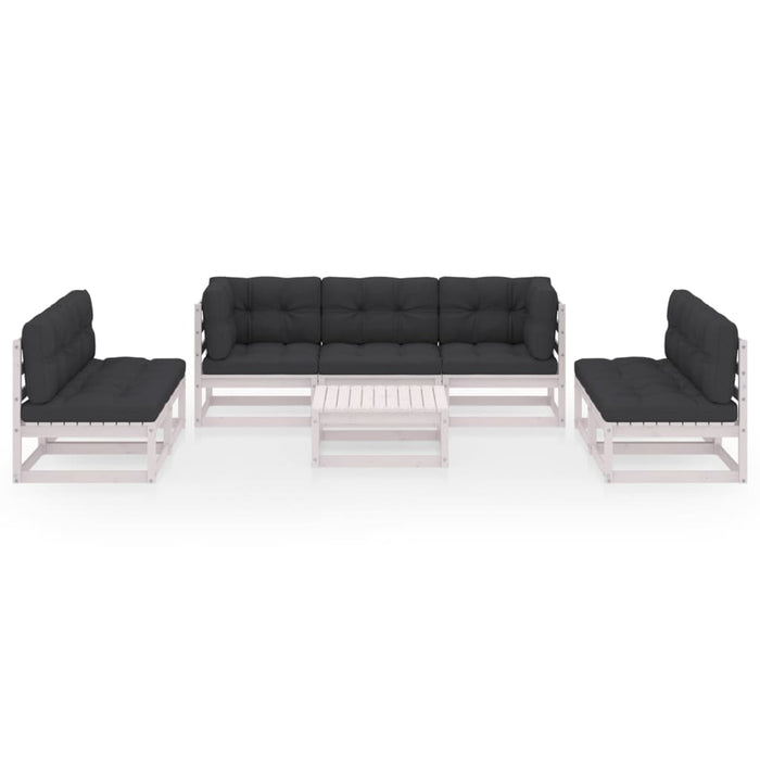 8-tlg. Garten-Lounge-Set mit Kissen Kiefer Massivholz