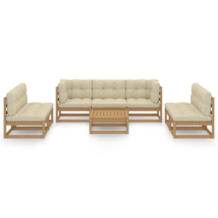 8-tlg. Garten-Lounge-Set mit Kissen Kiefer Massivholz