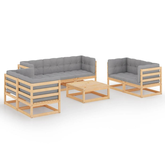 8-tlg. Garten-Lounge-Set mit Kissen Kiefer Massivholz