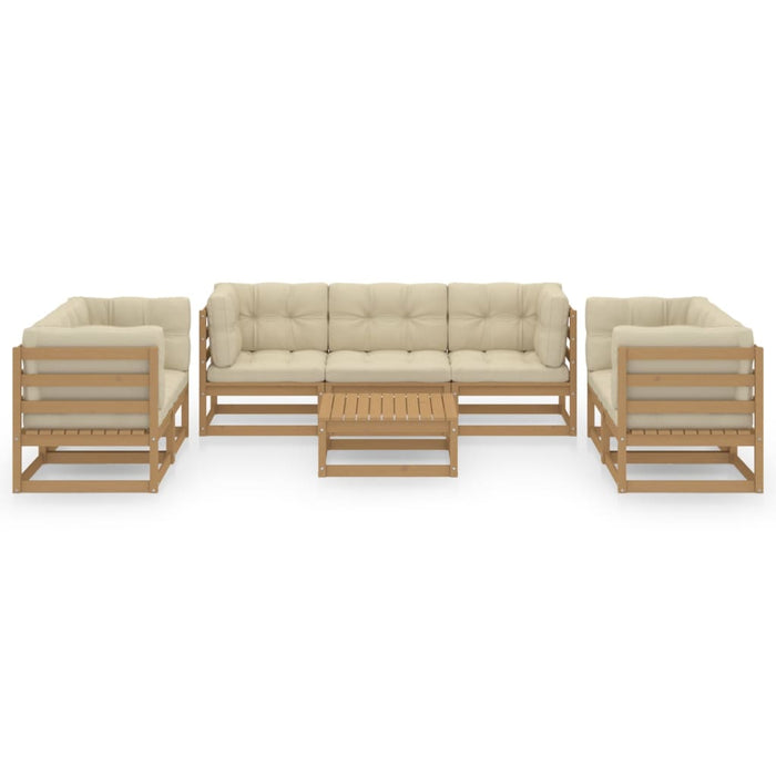 8-tlg. Garten-Lounge-Set mit Kissen Kiefer Massivholz