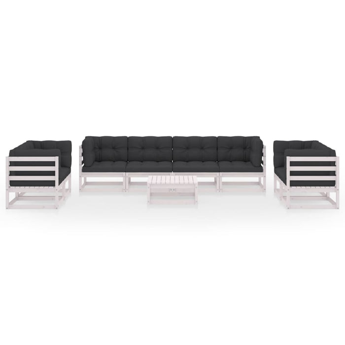 9-tlg. Garten-Lounge-Set mit Kissen Kiefer Massivholz