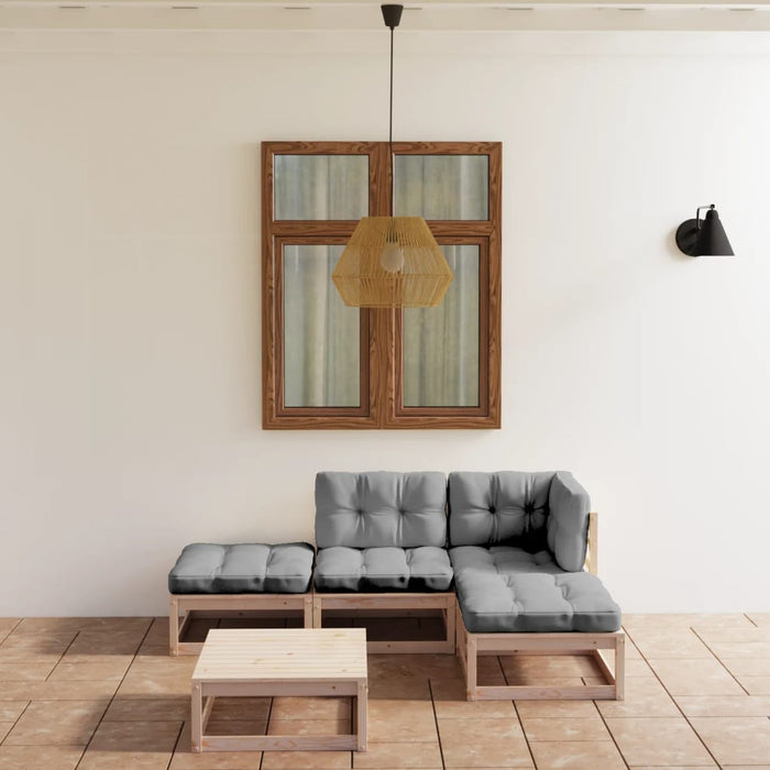 5-tlg. Garten-Lounge-Set mit Kissen Kiefer Massivholz