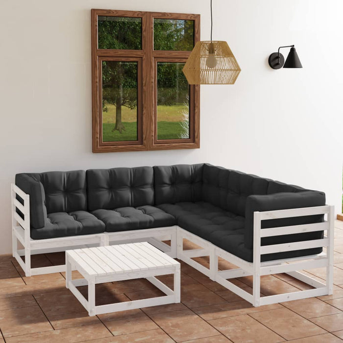 6-tlg. Garten-Lounge-Set mit Kissen Kiefer Massivholz