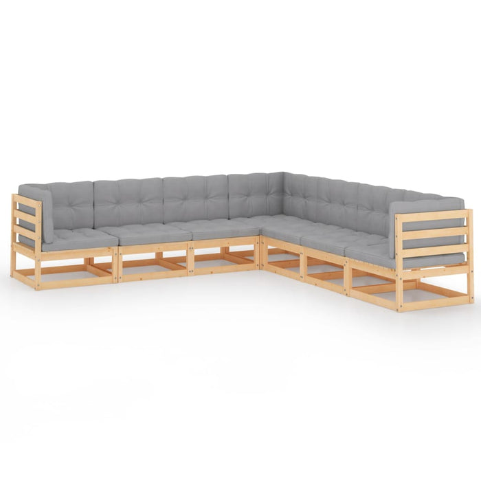 7-tlg. Garten-Lounge-Set mit Kissen Kiefer Massivholz
