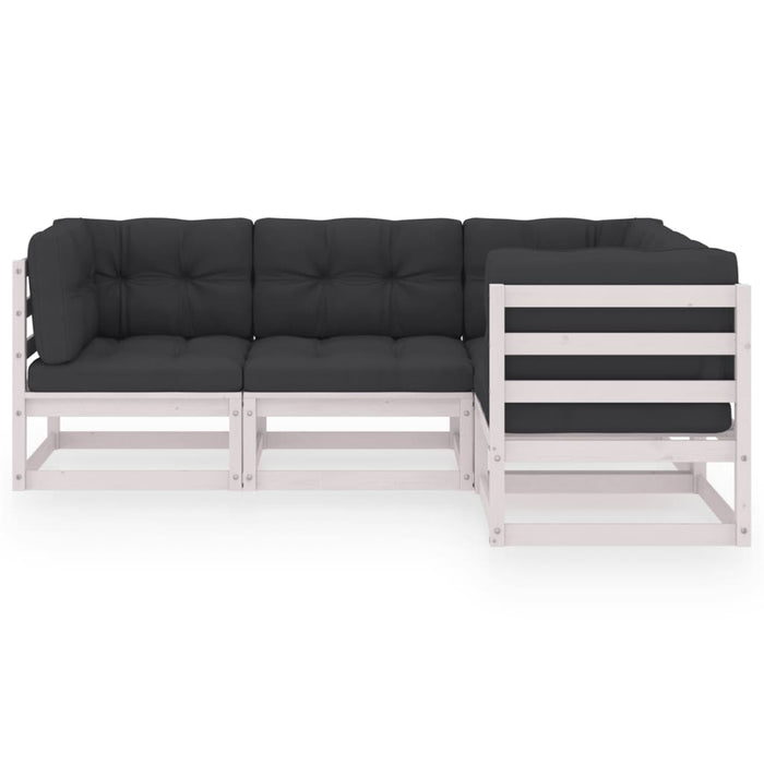 4-tlg. Garten-Lounge-Set mit Kissen Kiefer Massivholz