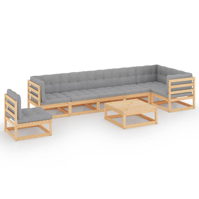 8-tlg. Garten-Lounge-Set mit Kissen Kiefer Massivholz