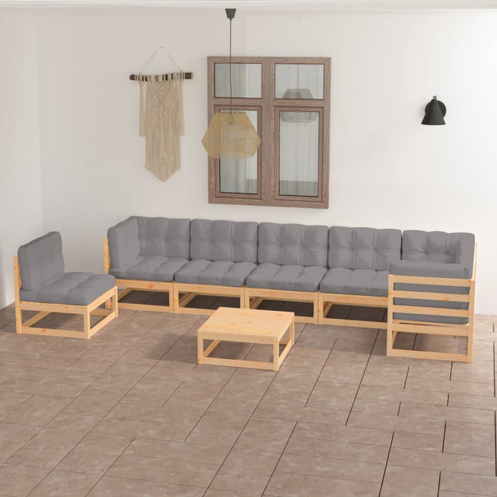 8-tlg. Garten-Lounge-Set mit Kissen Kiefer Massivholz