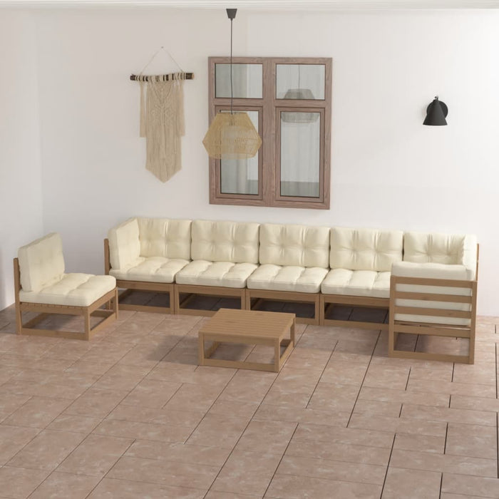 8-tlg. Garten-Lounge-Set mit Kissen Kiefer Massivholz