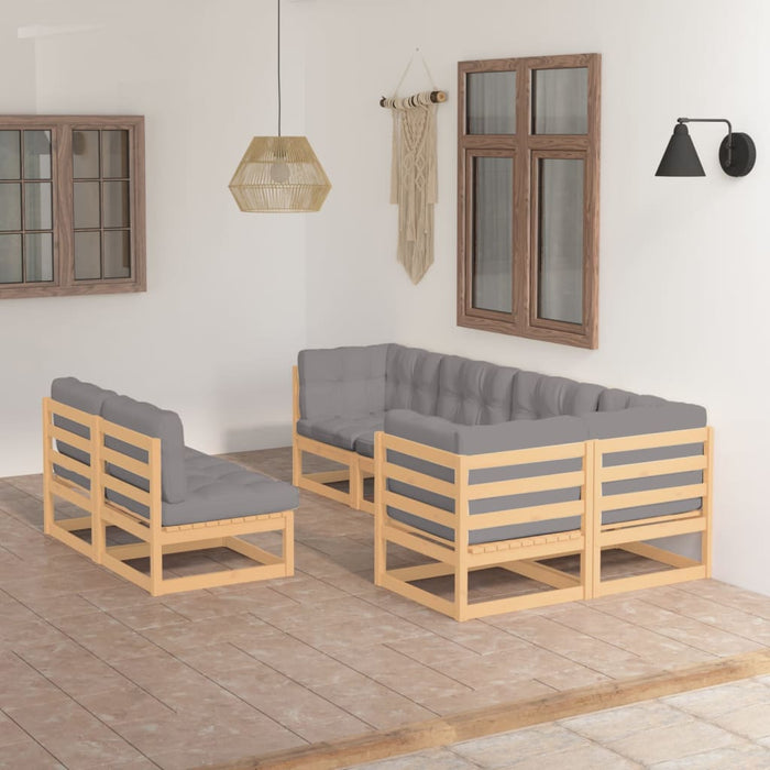 7-tlg. Garten-Lounge-Set mit Kissen Kiefer Massivholz