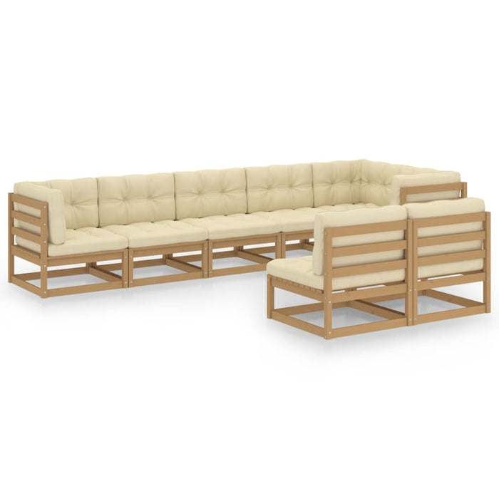 8-tlg. Garten-Lounge-Set mit Kissen Kiefer Massivholz