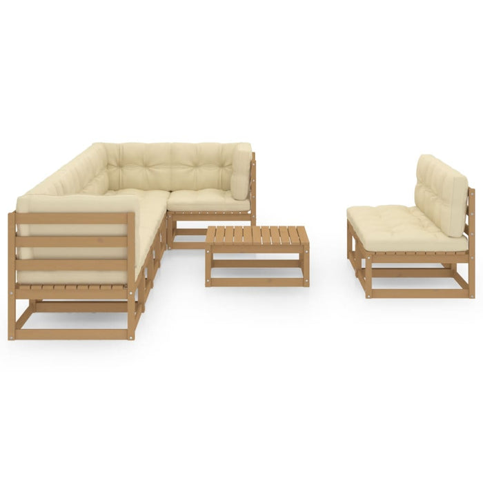9-tlg. Garten-Lounge-Set mit Kissen Kiefer Massivholz