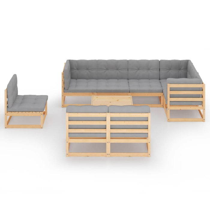 9-tlg. Garten-Lounge-Set mit Kissen Kiefer Massivholz