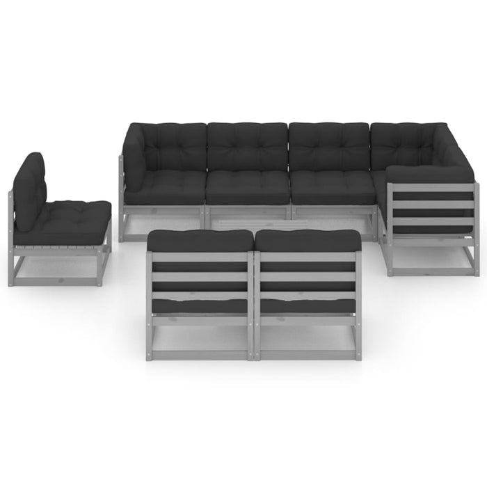 9-tlg. Garten-Lounge-Set mit Kissen Kiefer Massivholz