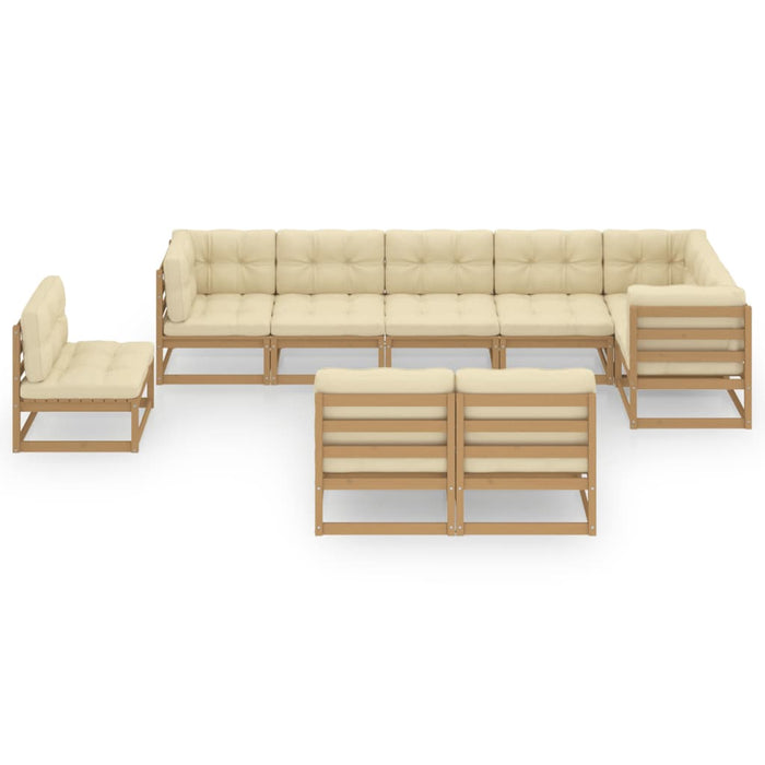 9-tlg. Garten-Lounge-Set mit Kissen Kiefer Massivholz