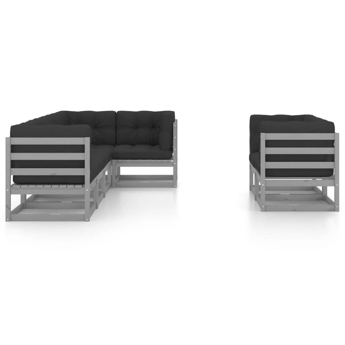 7-tlg. Garten-Lounge-Set mit Kissen Kiefer Massivholz