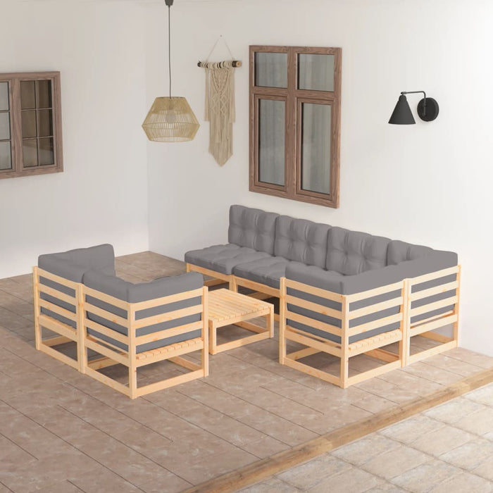 8-tlg. Garten-Lounge-Set mit Kissen Kiefer Massivholz