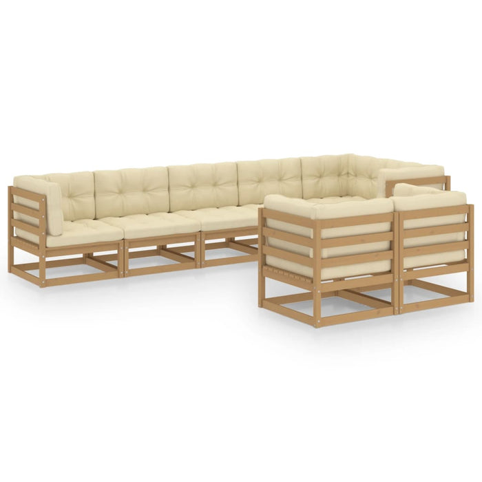 8-tlg. Garten-Lounge-Set mit Kissen Kiefer Massivholz
