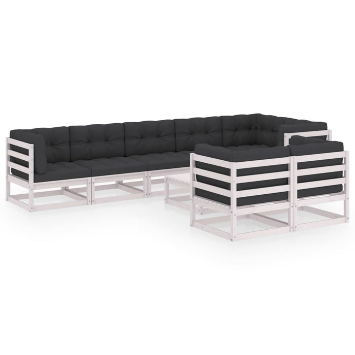 9-tlg. Garten-Lounge-Set mit Kissen Kiefer Massivholz