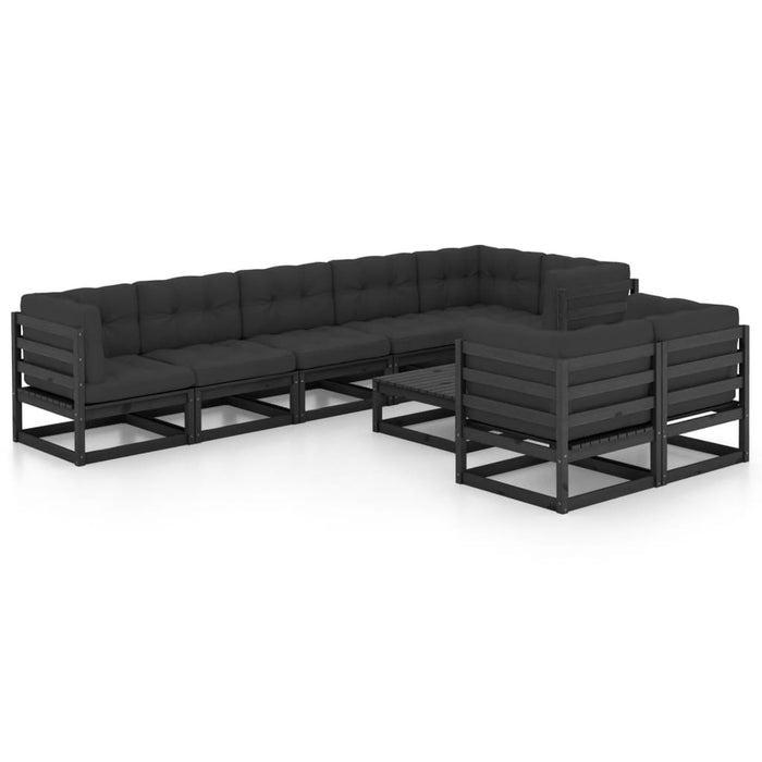 9-tlg. Garten-Lounge-Set mit Kissen Kiefer Massivholz