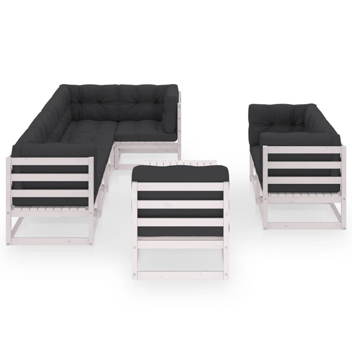 9-tlg. Garten-Lounge-Set mit Kissen Kiefer Massivholz