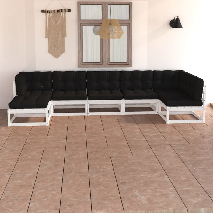 7-tlg. Garten-Lounge-Set mit Kissen Kiefer Massivholz