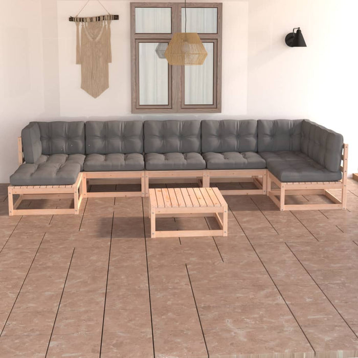 8-tlg. Garten-Lounge-Set mit Kissen Kiefer Massivholz