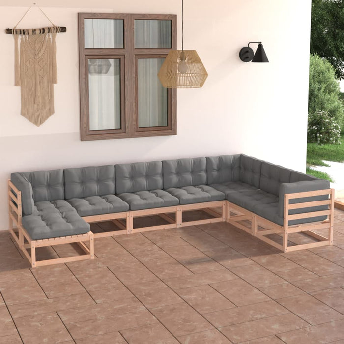 8-tlg. Garten-Lounge-Set mit Kissen Kiefer Massivholz
