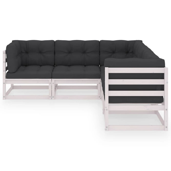 5-tlg. Garten-Lounge-Set mit Kissen Kiefer Massivholz