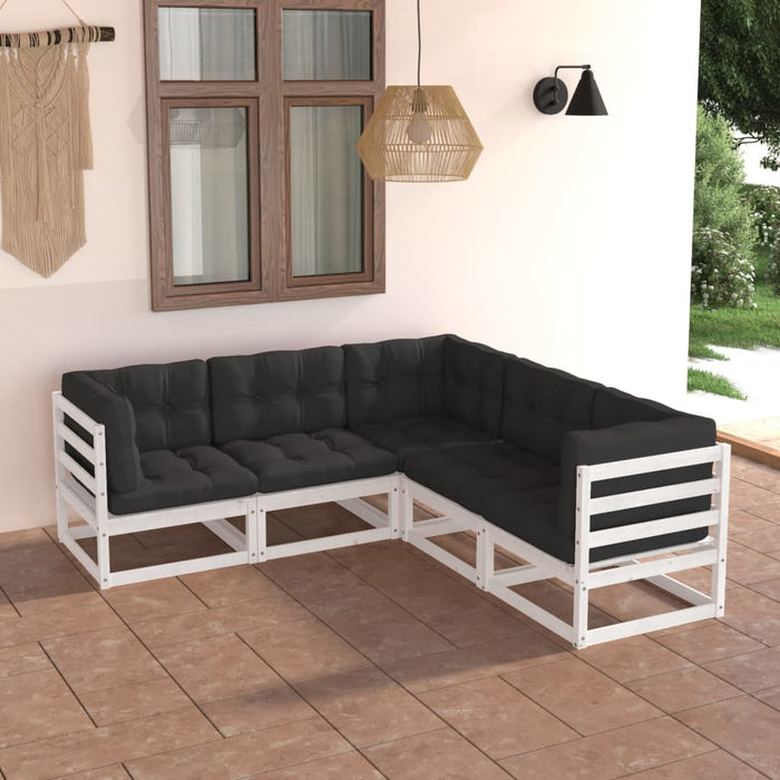 5-tlg. Garten-Lounge-Set mit Kissen Kiefer Massivholz