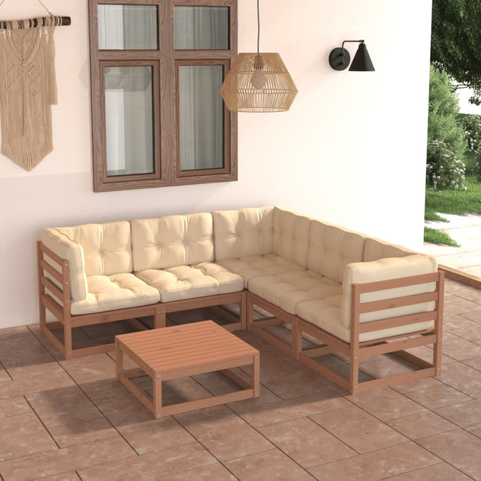 6-tlg. Garten-Lounge-Set mit Kissen Kiefer Massivholz