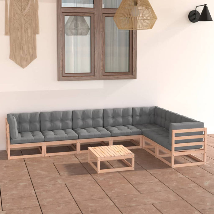 8-tlg. Garten-Lounge-Set mit Kissen Kiefer Massivholz