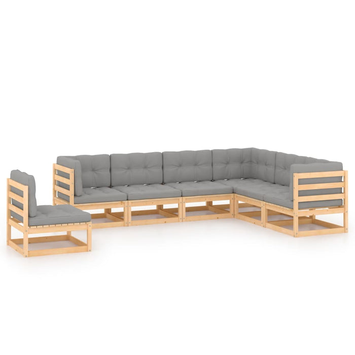 7-tlg. Garten-Lounge-Set mit Kissen Kiefer Massivholz