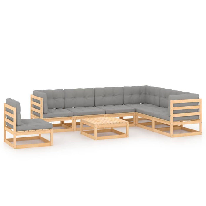 8-tlg. Garten-Lounge-Set mit Kissen Kiefer Massivholz