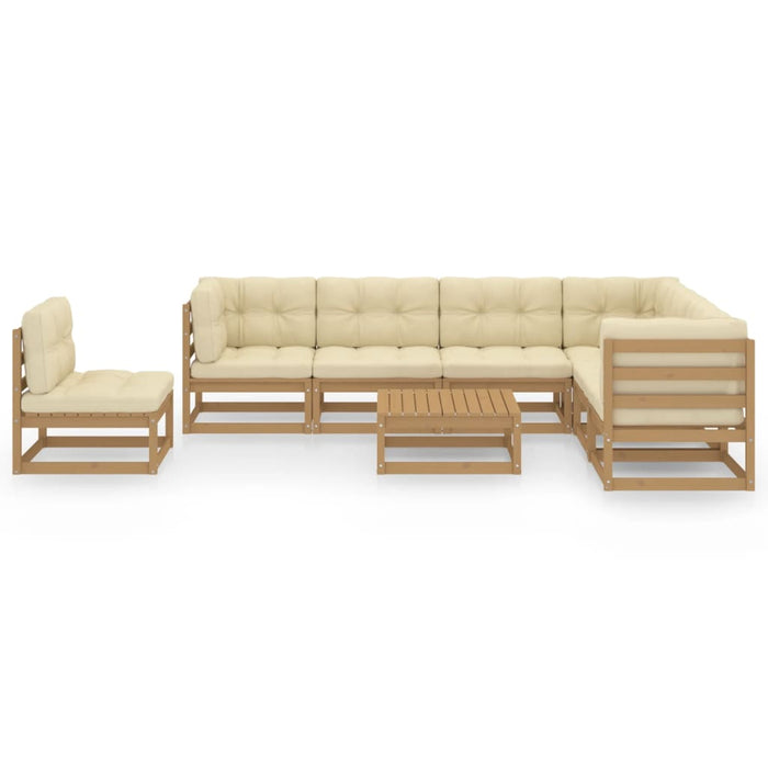 8-tlg. Garten-Lounge-Set Kissen Honigbraun Kiefer Massivholz