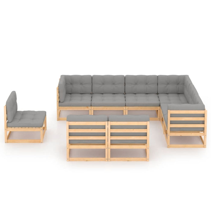 9-tlg. Garten-Lounge-Set mit Kissen Kiefer Massivholz