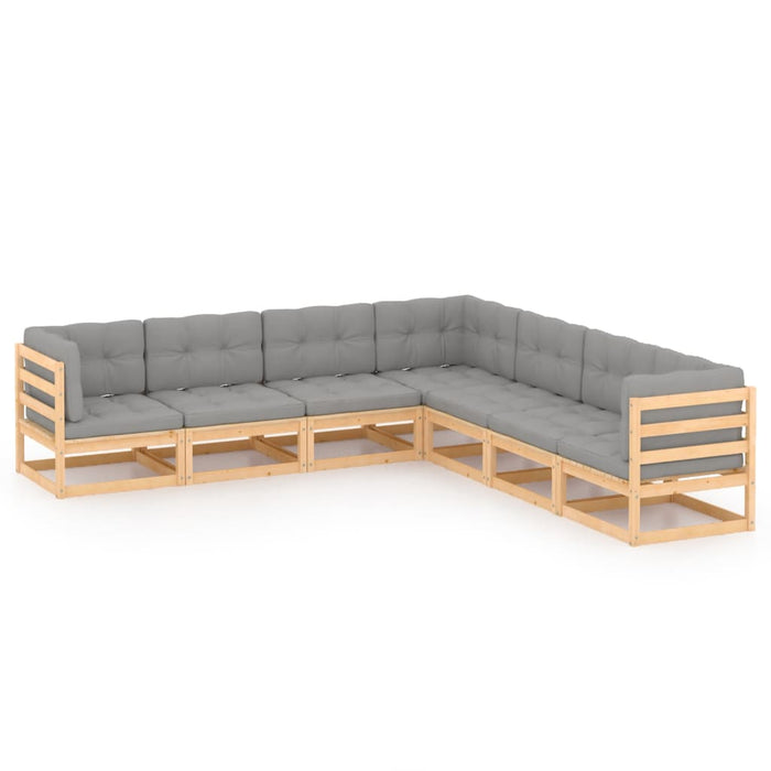 7-tlg. Garten-Lounge-Set mit Kissen Kiefer Massivholz
