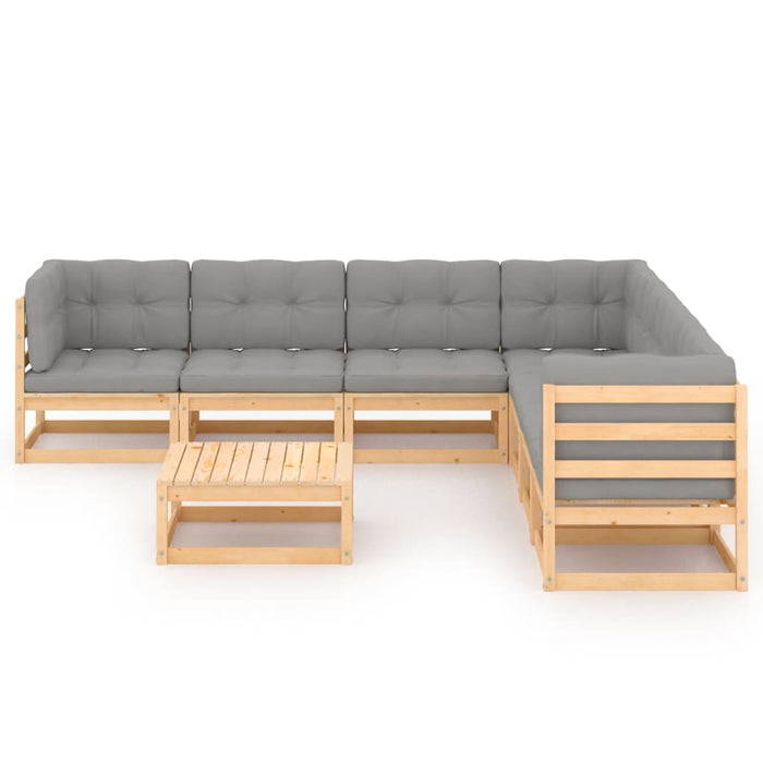 8-tlg. Garten-Lounge-Set mit Kissen Kiefer Massivholz