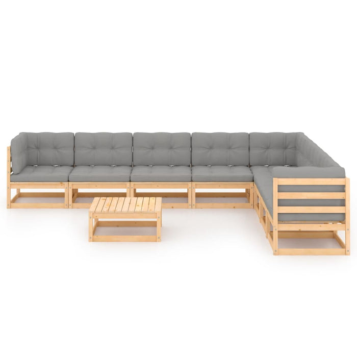 9-tlg. Garten-Lounge-Set mit Kissen Kiefer Massivholz