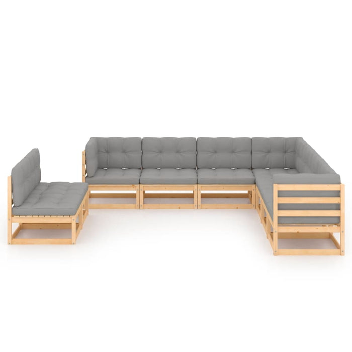 9-tlg. Garten-Lounge-Set mit Kissen Kiefer Massivholz