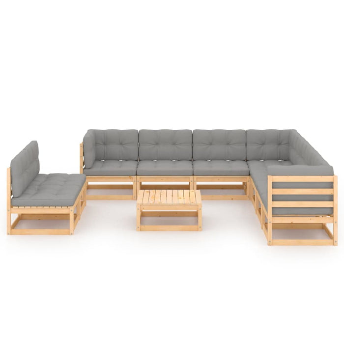10-tlg. Garten-Lounge-Set mit Kissen Kiefer Massivholz