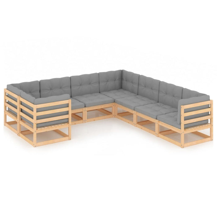 8-tlg. Garten-Lounge-Set mit Kissen Kiefer Massivholz