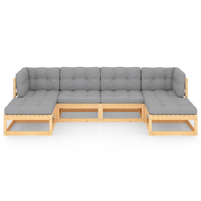 6-tlg. Garten-Lounge-Set mit Kissen Kiefer Massivholz