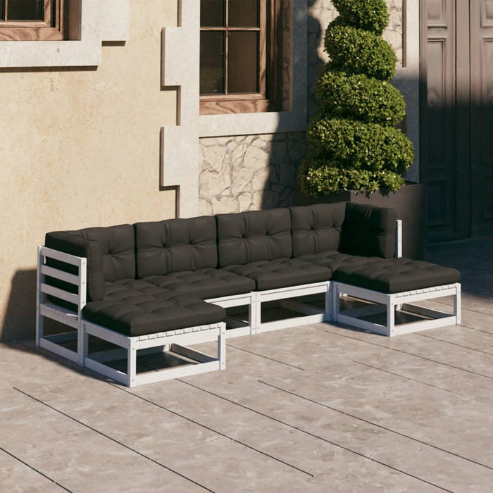 6-tlg. Garten-Lounge-Set mit Kissen Kiefer Massivholz