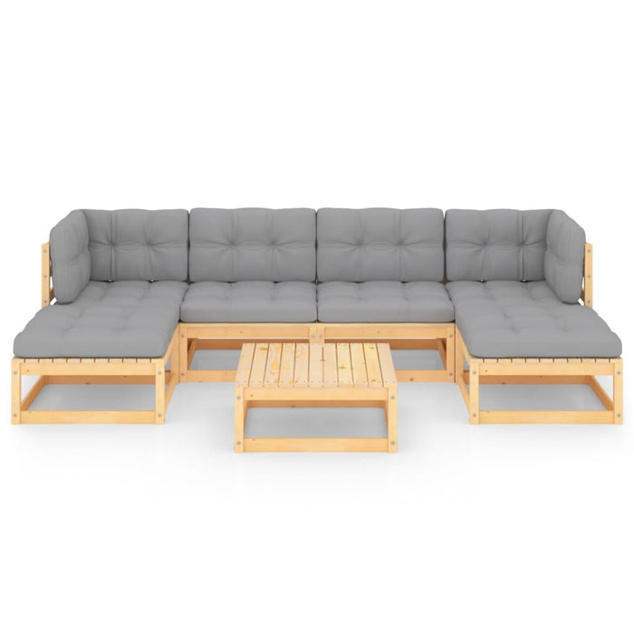 7-tlg. Garten-Lounge-Set mit Kissen Kiefer Massivholz