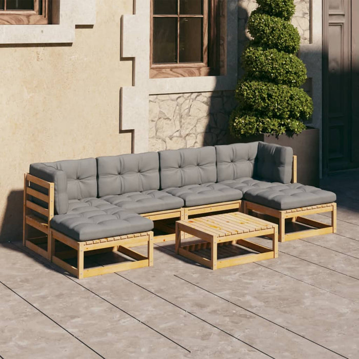 7-tlg. Garten-Lounge-Set mit Kissen Kiefer Massivholz