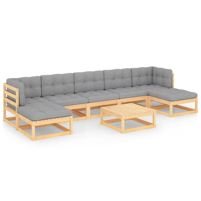 8-tlg. Garten-Lounge-Set mit Kissen Kiefer Massivholz