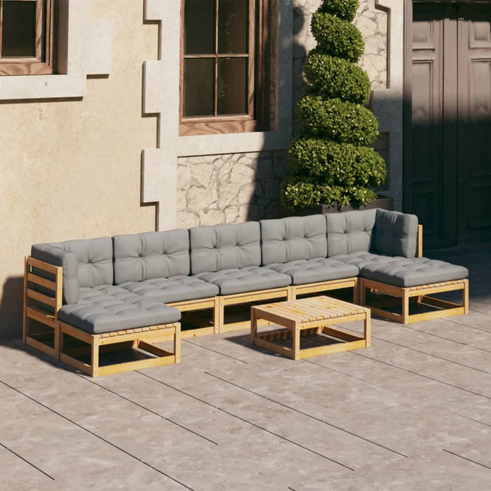 8-tlg. Garten-Lounge-Set mit Kissen Kiefer Massivholz