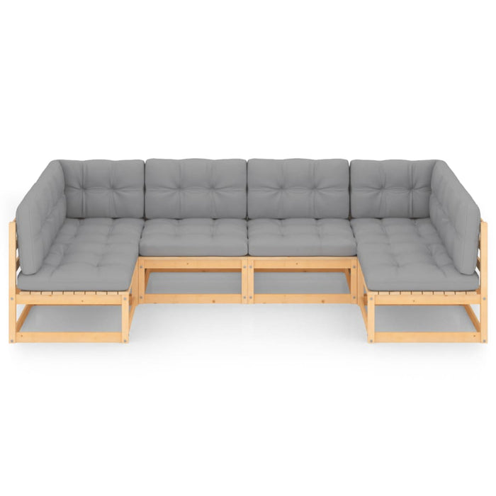 6-tlg. Garten-Lounge-Set mit Kissen Kiefer Massivholz