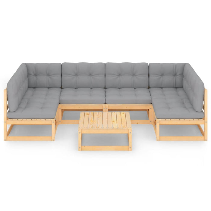 7-tlg. Garten-Lounge-Set mit Kissen Kiefer Massivholz
