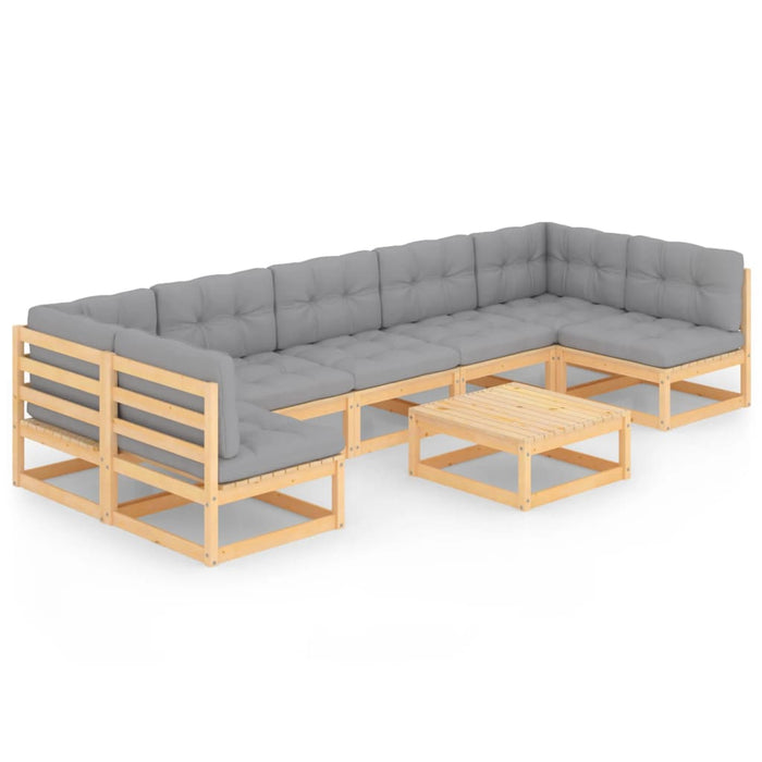 8-tlg. Garten-Lounge-Set mit Kissen Kiefer Massivholz